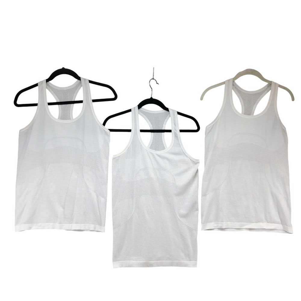 Lululemon Swiftly Tech Racerback Tank Top 2.0 Womens 8 White Lot of 3 Activewear